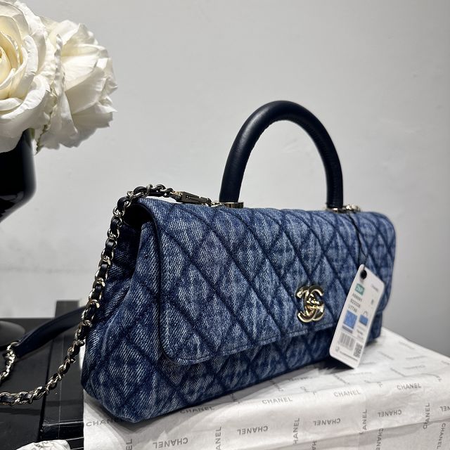 CC denim east-west coco handle bag AS6091 blue