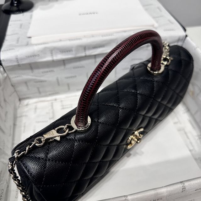 CC grained calfskin east-west coco handle bag AS6091 black&bordeaux