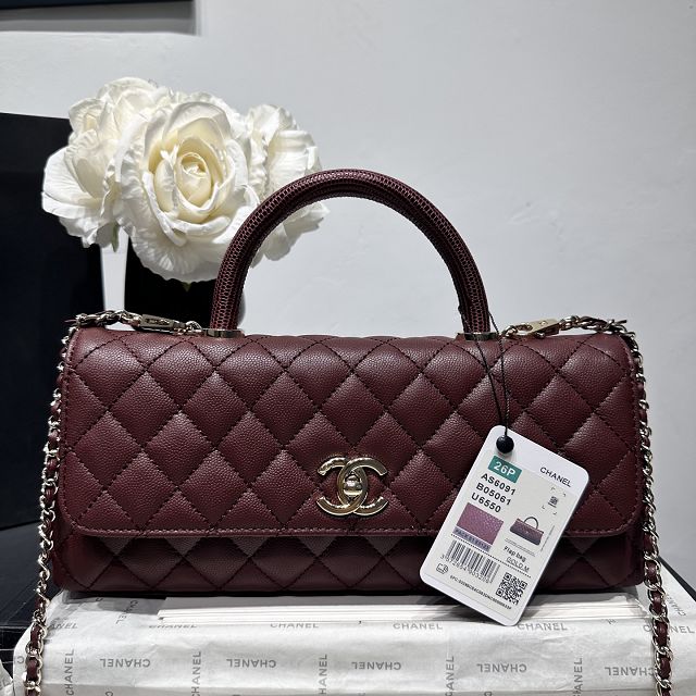 CC grained calfskin east-west coco handle bag AS6091 bordeaux
