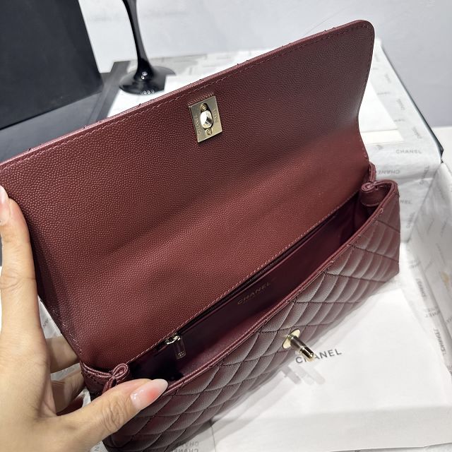CC grained calfskin east-west coco handle bag AS6091 bordeaux