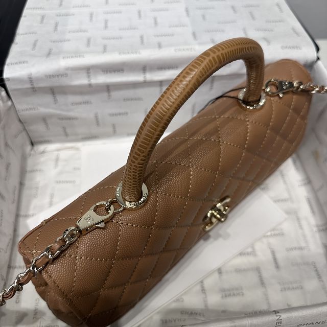 CC grained calfskin east-west coco handle bag AS6091 brown