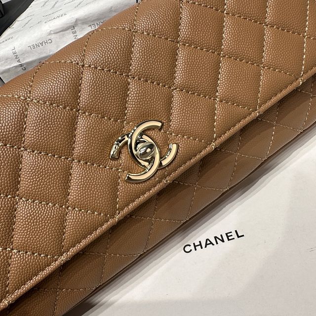 CC grained calfskin east-west coco handle bag AS6091 brown