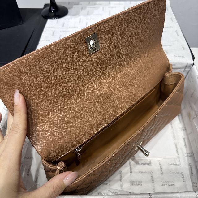 CC grained calfskin east-west coco handle bag AS6091 brown
