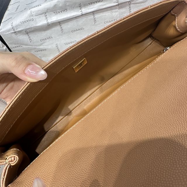 CC grained calfskin east-west coco handle bag AS6091 brown