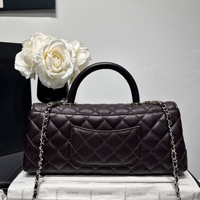CC grained calfskin east-west coco handle bag AS6091 dark brown