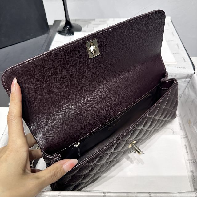 CC grained calfskin east-west coco handle bag AS6091 dark brown