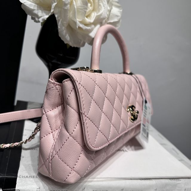 CC grained calfskin east-west coco handle bag AS6091 pink