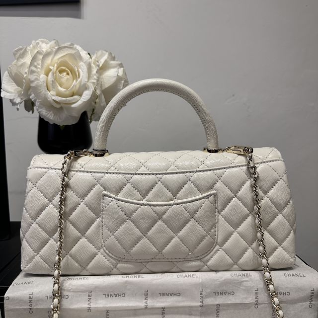 CC grained calfskin east-west coco handle bag AS6091 white
