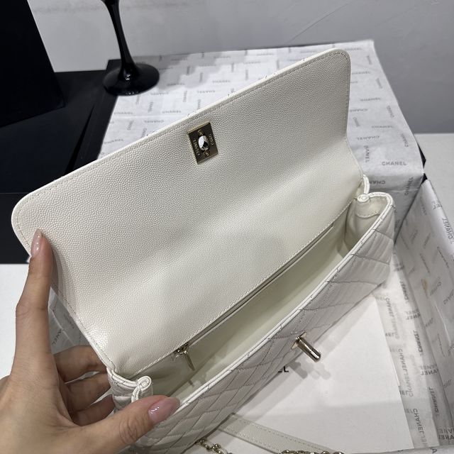CC grained calfskin east-west coco handle bag AS6091 white