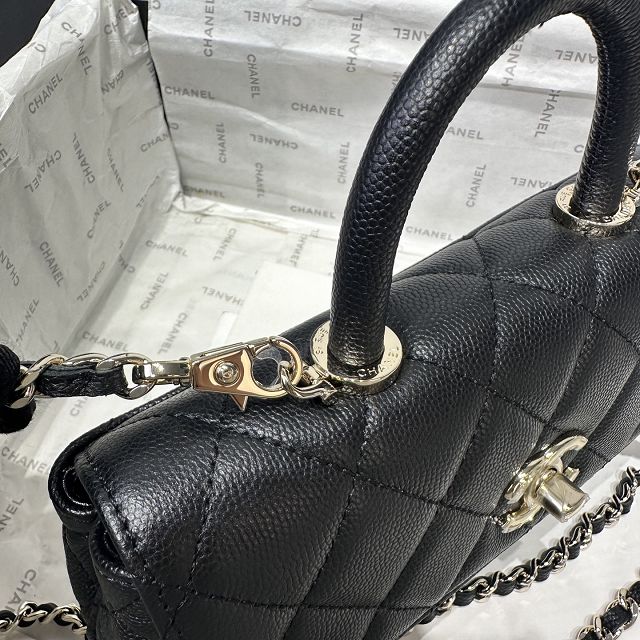 CC grained calfskin nano coco handle bag AS5285 black