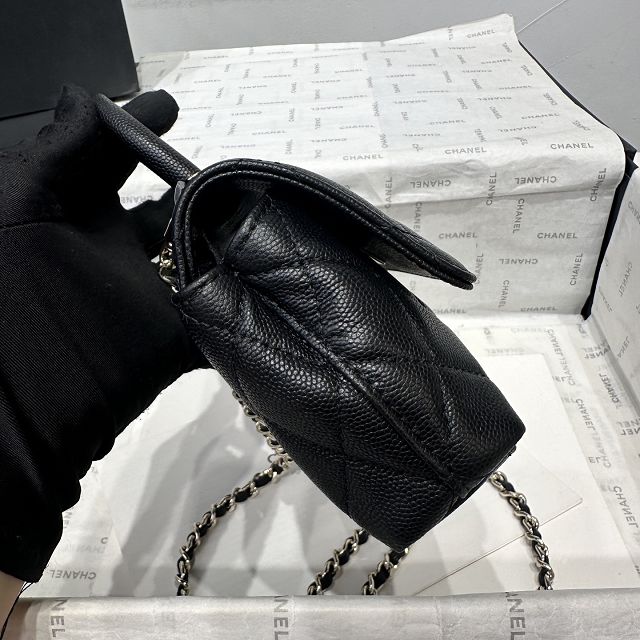 CC grained calfskin nano coco handle bag AS5285 black