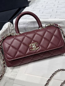 CC grained calfskin nano coco handle bag AS5285 bordeaux