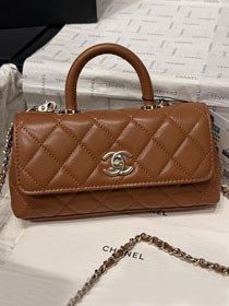 CC grained calfskin nano coco handle bag AS5285 brown