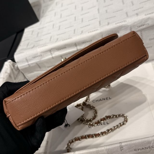 CC grained calfskin nano coco handle bag AS5285 brown