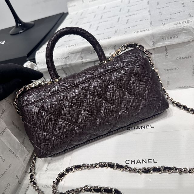 CC grained calfskin nano coco handle bag AS5285 dark brown