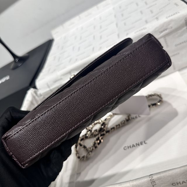 CC grained calfskin nano coco handle bag AS5285 dark brown