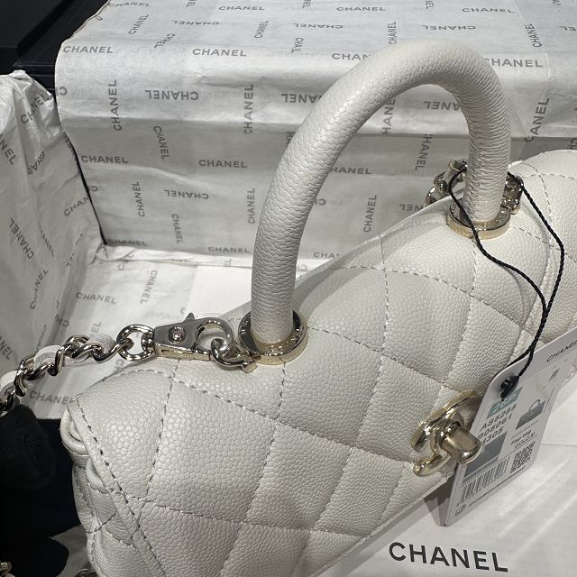 CC grained calfskin nano coco handle bag AS5285 white