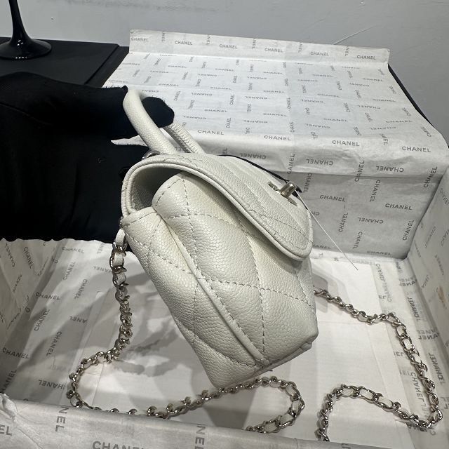 CC grained calfskin nano coco handle bag AS5285 white