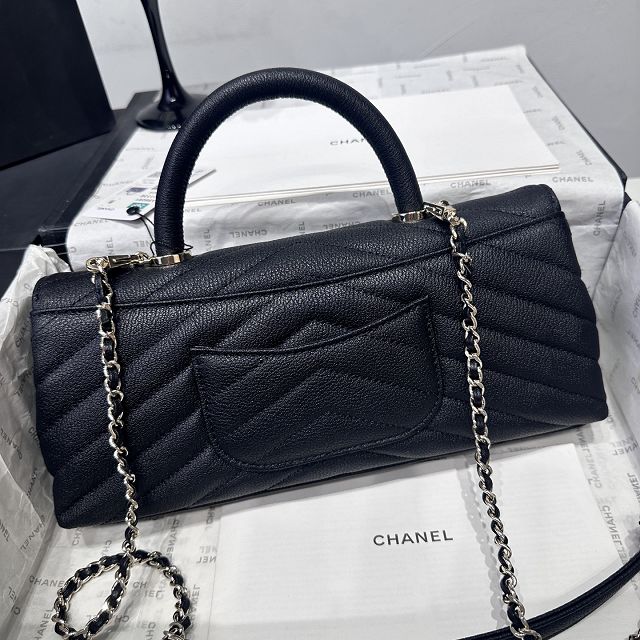 CC lambskin east-west coco handle bag AS6091 black