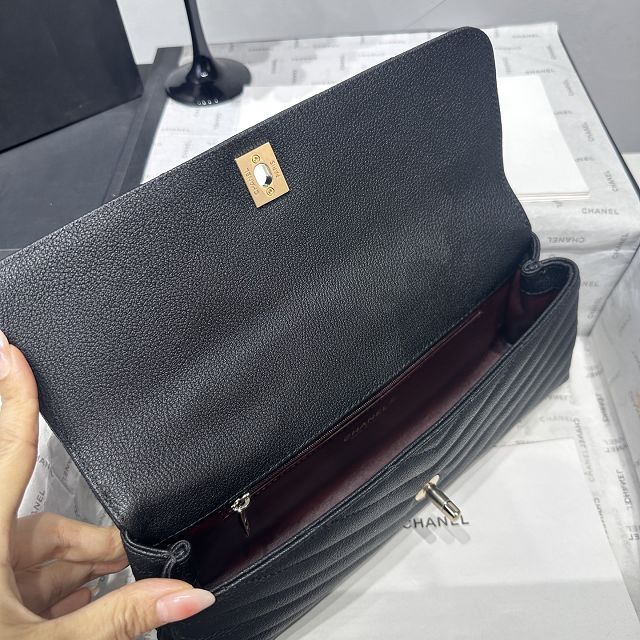 CC lambskin east-west coco handle bag AS6091 black