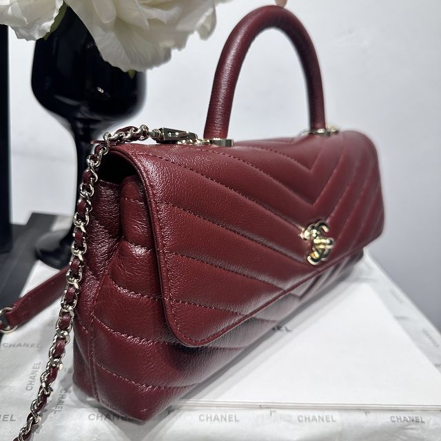 CC lambskin east-west coco handle bag AS6091 bordeaux