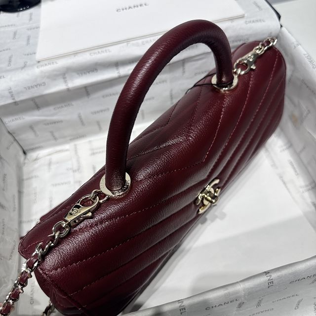 CC lambskin east-west coco handle bag AS6091 bordeaux
