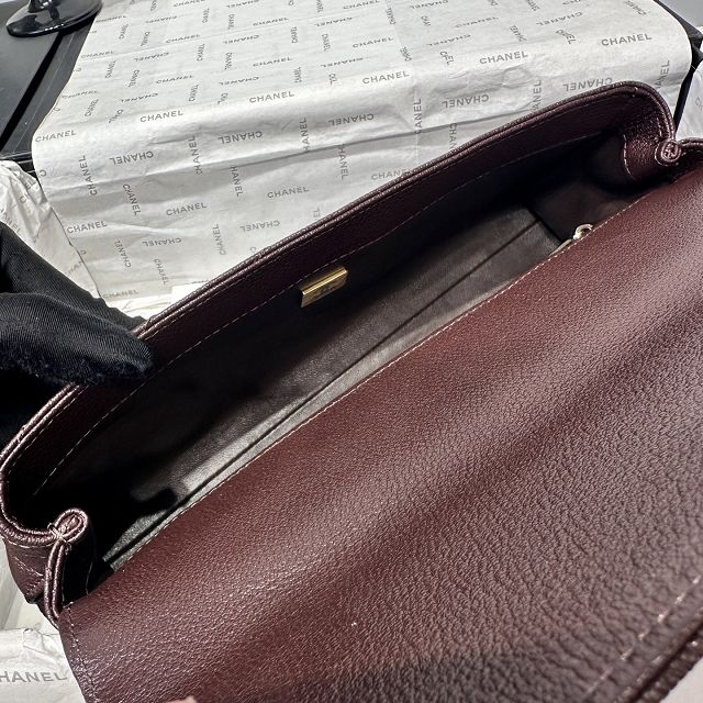 CC lambskin east-west coco handle bag AS6091 dark brown