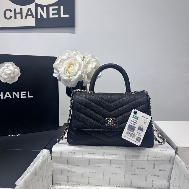 CC lambskin small coco handle bag A92990 black