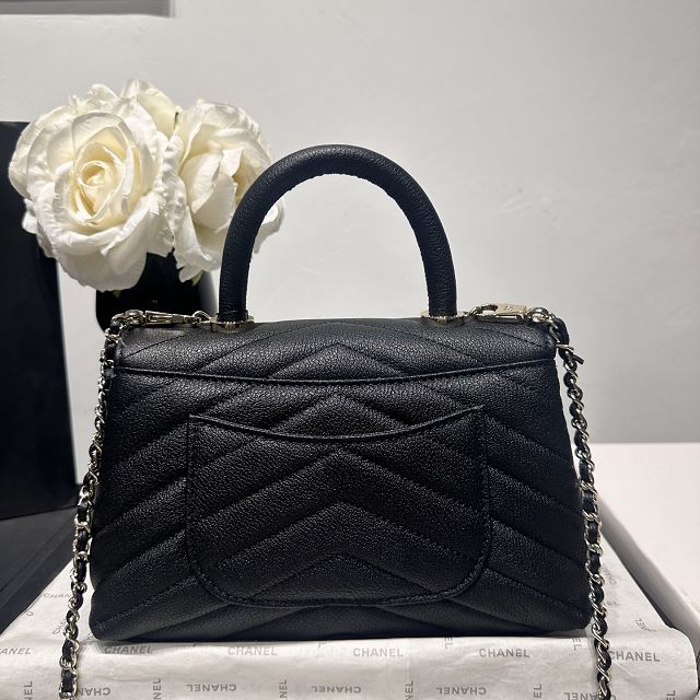 CC lambskin small coco handle bag A92990 black