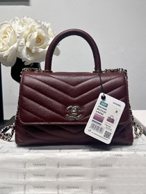 CC lambskin small coco handle bag A92990 bordeaux 