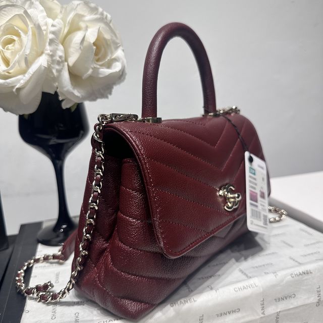 CC lambskin small coco handle bag A92990 bordeaux 