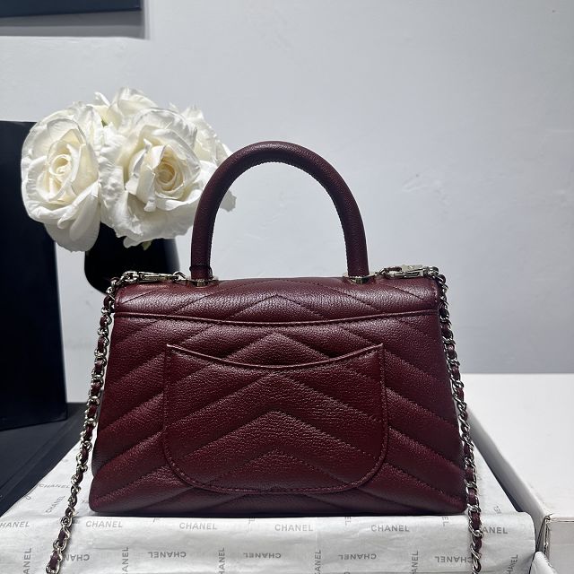 CC lambskin small coco handle bag A92990 bordeaux 