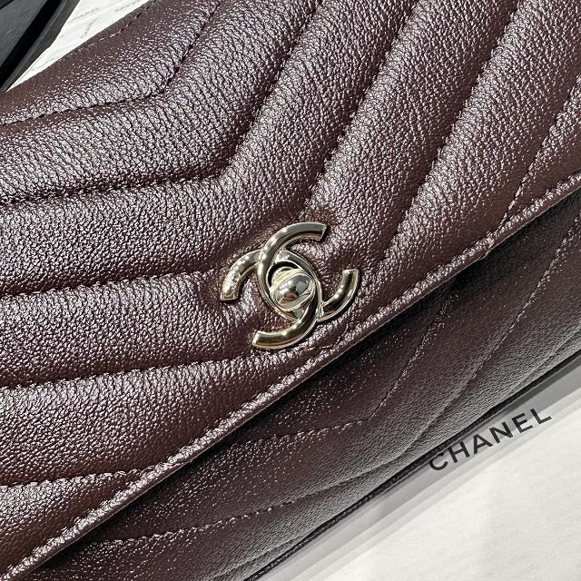 CC lambskin small coco handle bag A92990 dark brown