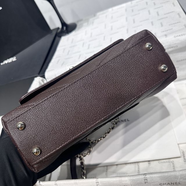 CC lambskin small coco handle bag A92990 dark brown