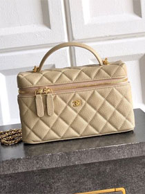 CC calfskin vanity with chain AP5195 beige