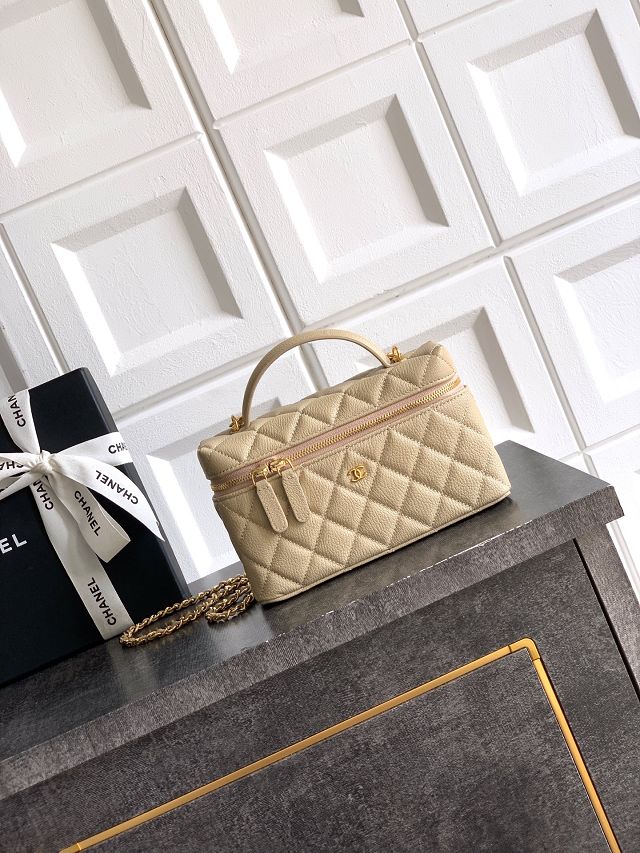 CC calfskin vanity with chain AP5195 beige