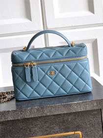 CC calfskin vanity with chain AP5195 blue