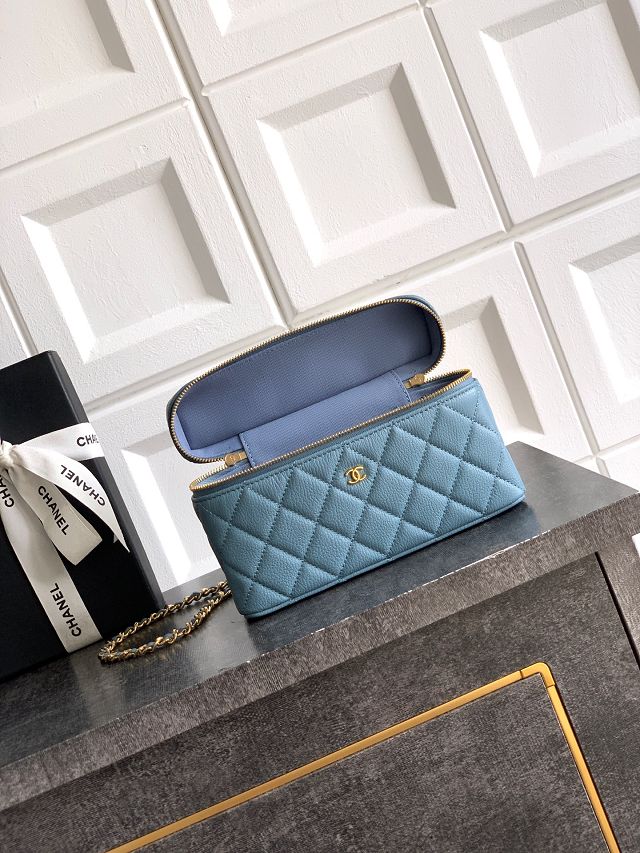 CC calfskin vanity with chain AP5195 blue