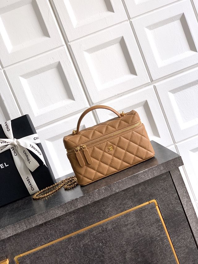 CC calfskin vanity with chain AP5195 brown