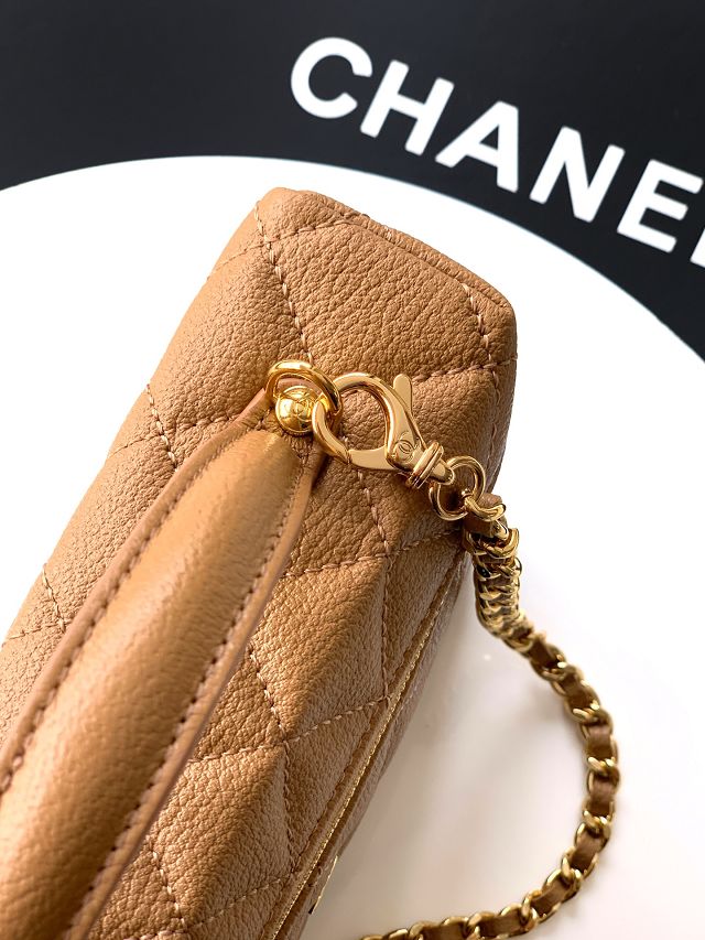 CC calfskin vanity with chain AP5195 brown