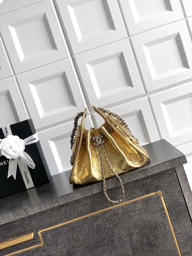 CC crinkle calfskin 25 mini handbag AS5631 gold