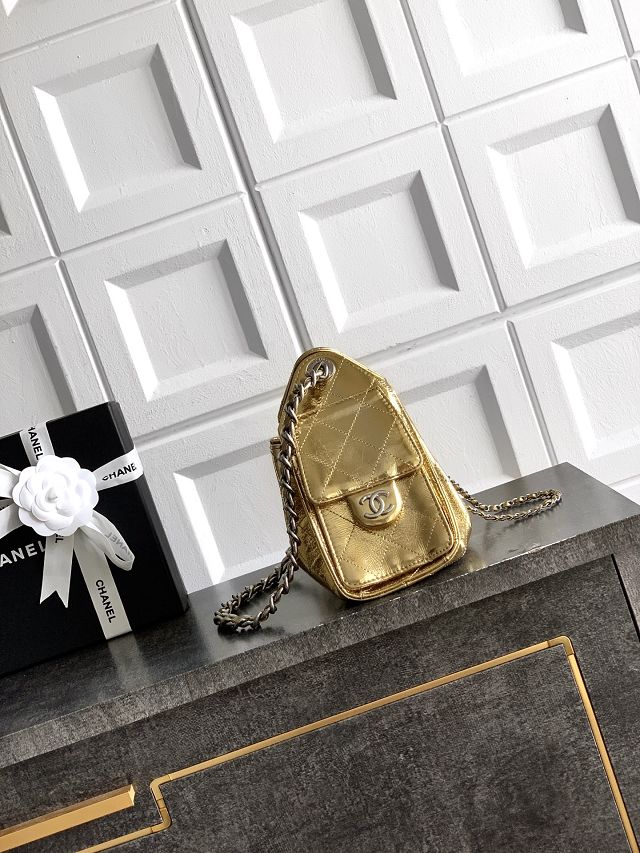 CC crinkle calfskin 25 mini handbag AS5631 gold