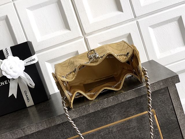 CC crinkle calfskin 25 mini handbag AS5631 gold