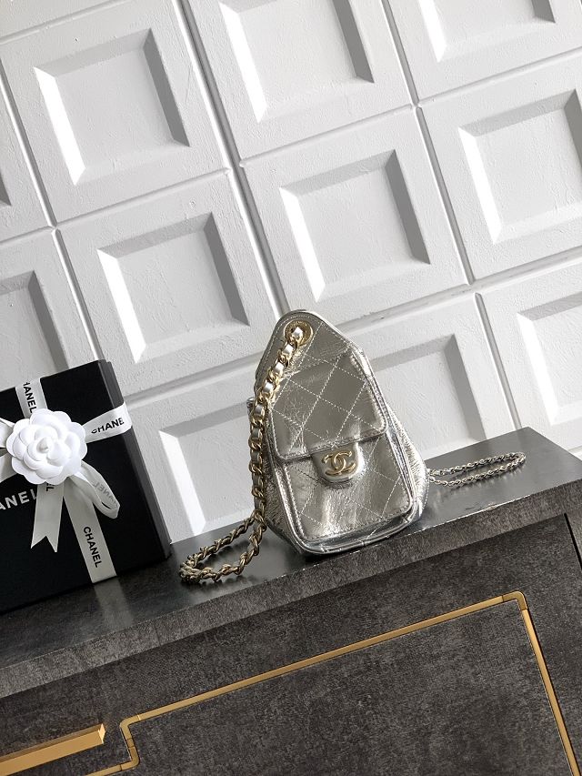 CC crinkle calfskin 25 mini handbag AS5631 silver