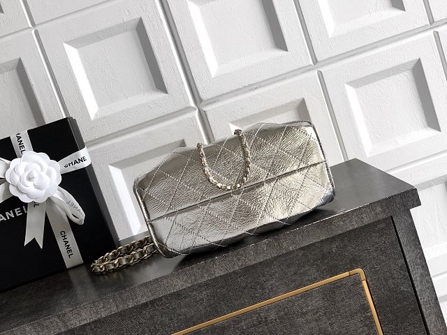 CC crinkle calfskin 25 mini handbag AS5631 silver