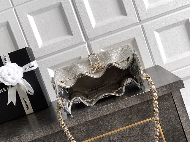 CC crinkle calfskin 25 mini handbag AS5631 silver