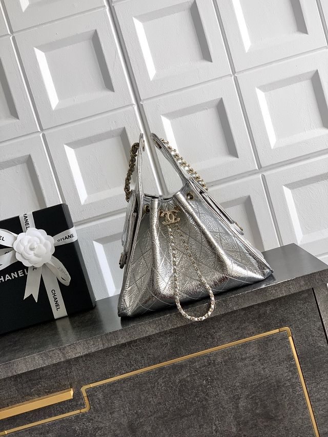CC crinkle calfskin 25 small handbag AS5293 silver