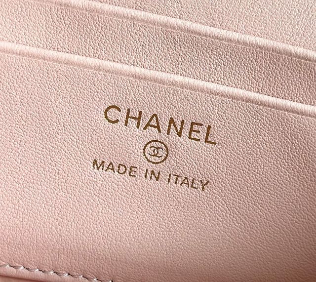 CC grained calfskin vanity with chain AP5475 pink