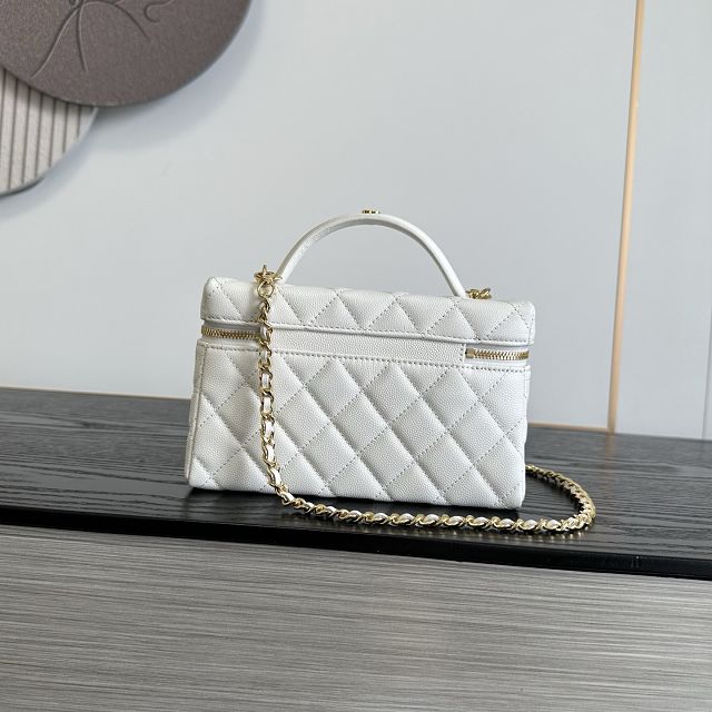 CC grained calfskin vanity with chain AP5475 white