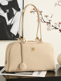 CC calfskin medium bowling bag AS6580 beige